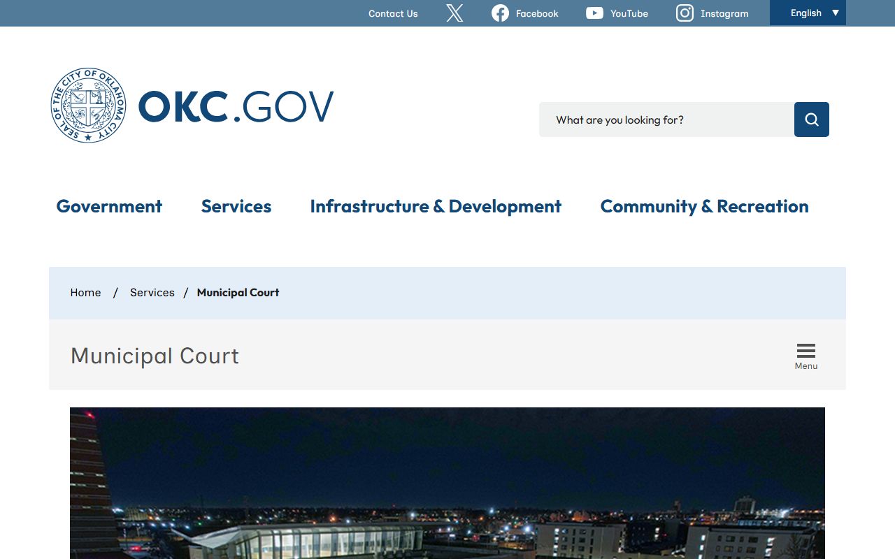 Oklahoma City Municipal Court homepage for criminal court records