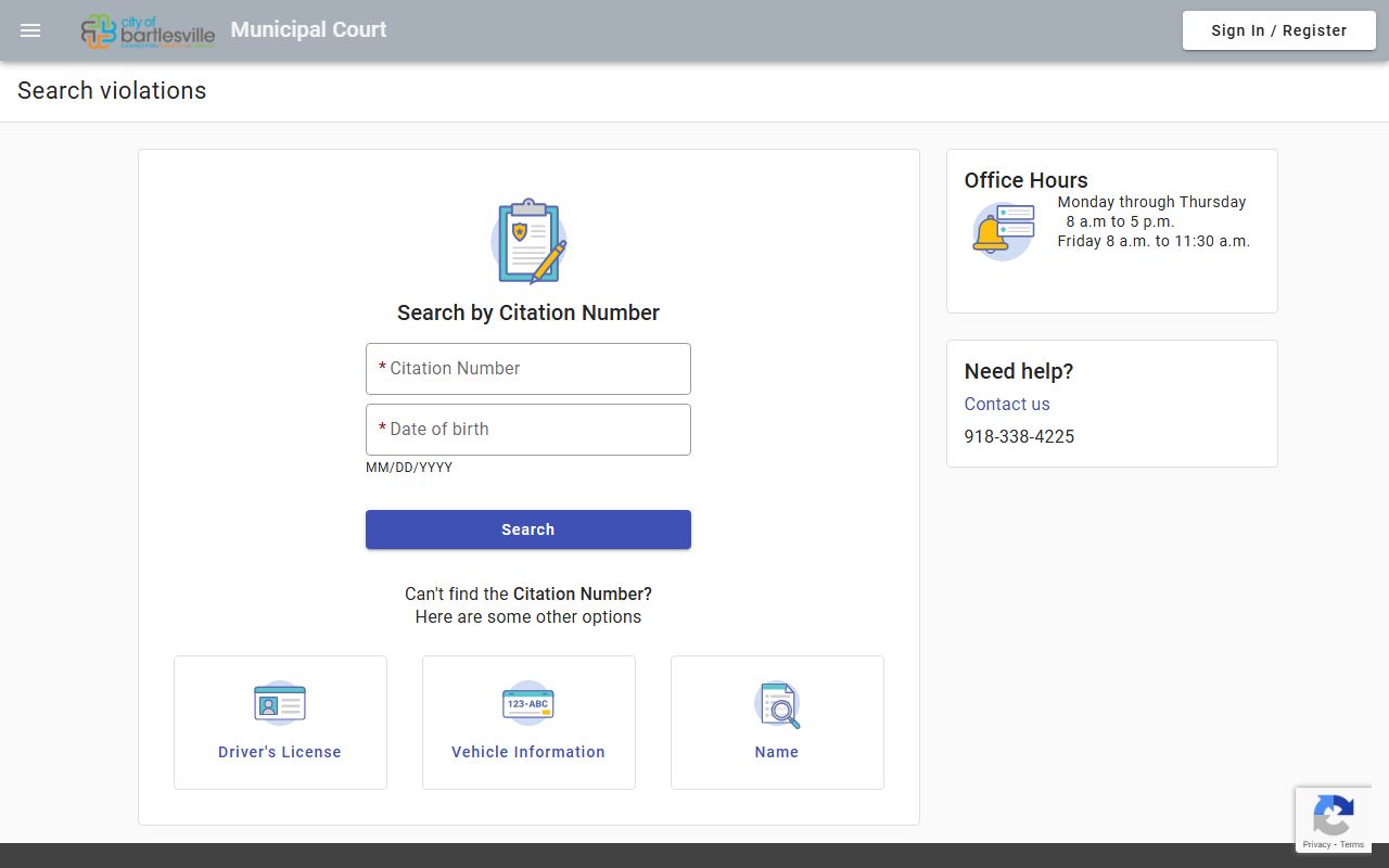 Bartlesville criminal court records online payment portal