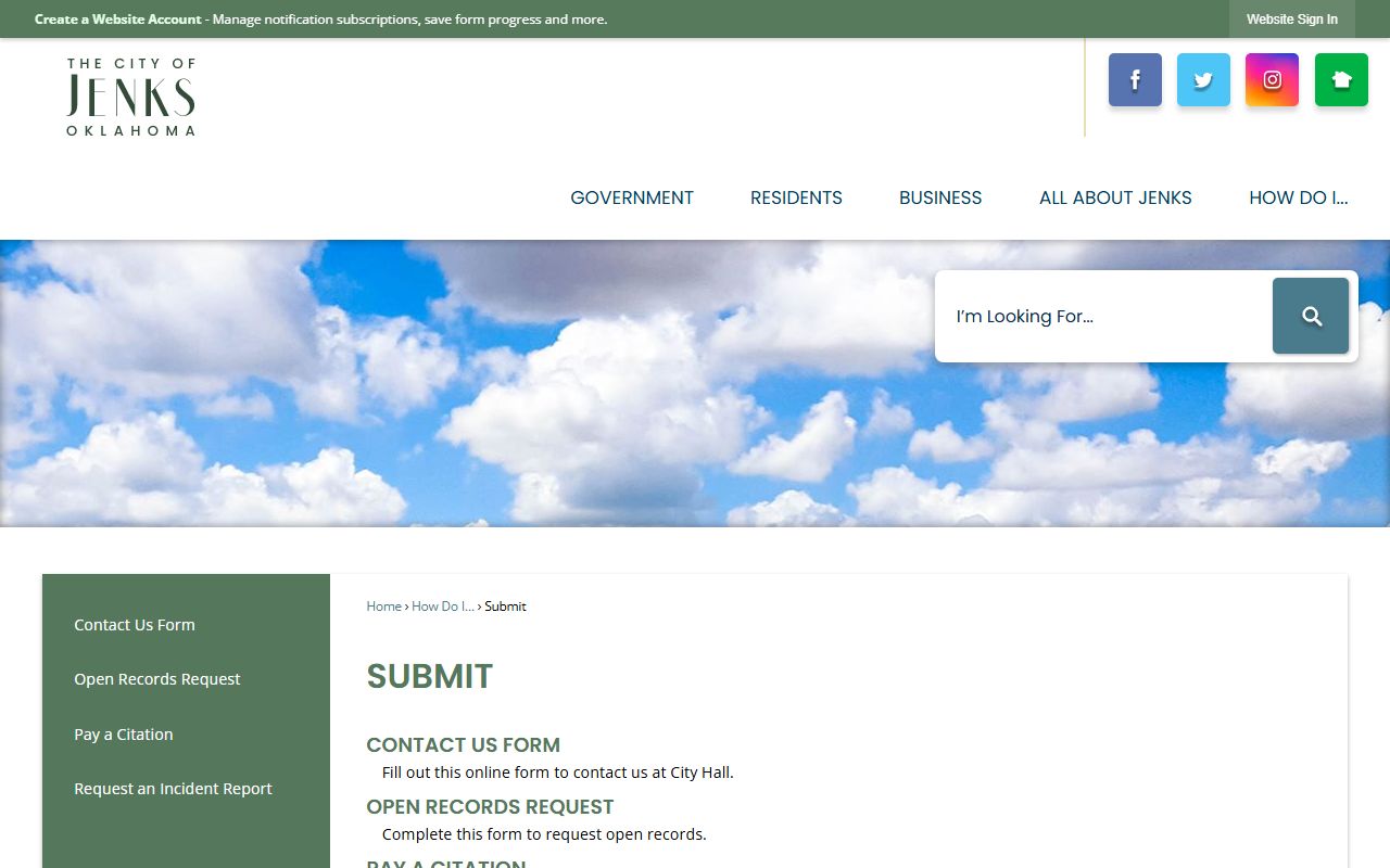 Jenks criminal court records submit forms page