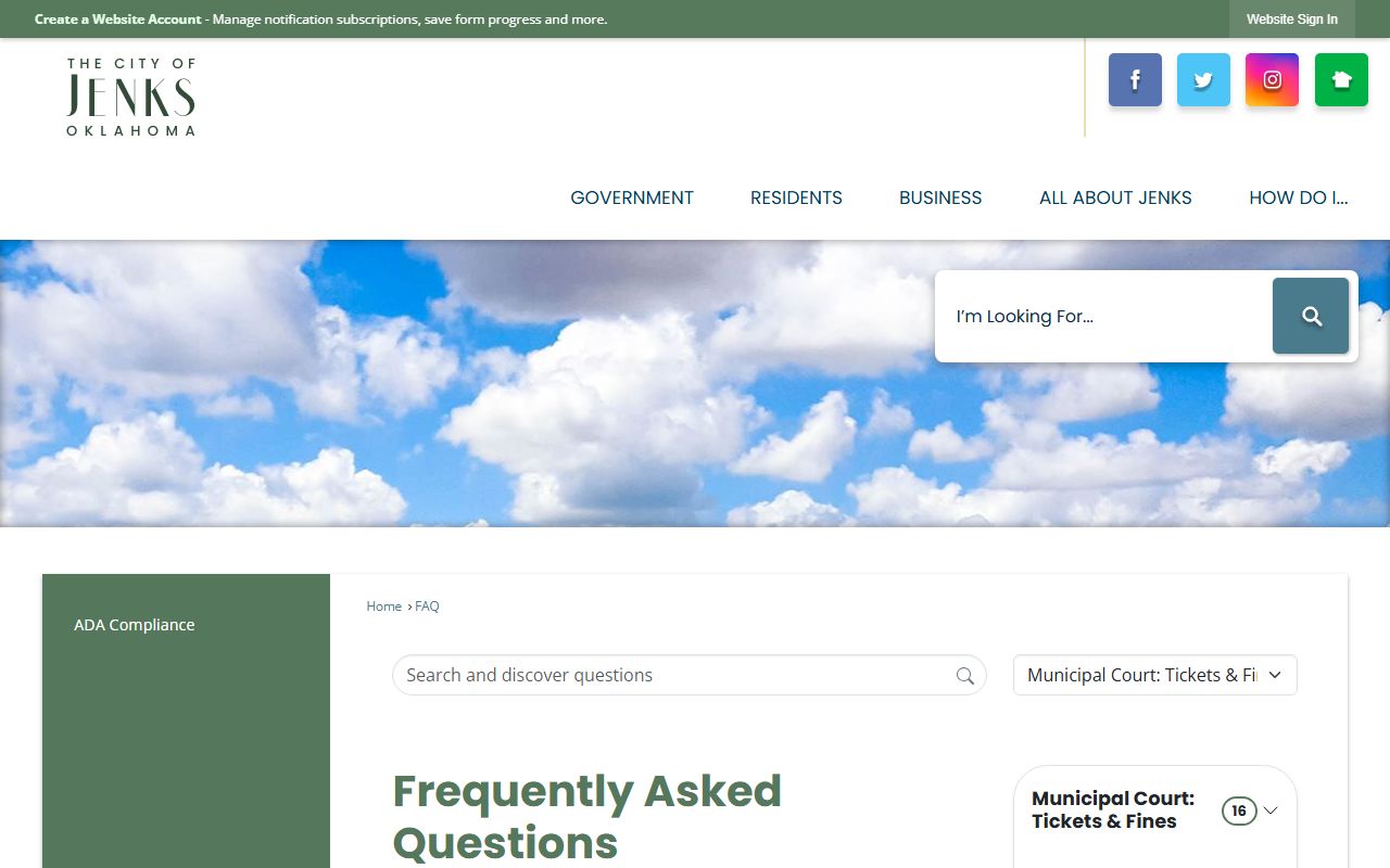 Jenks criminal court records tickets and fines FAQ page