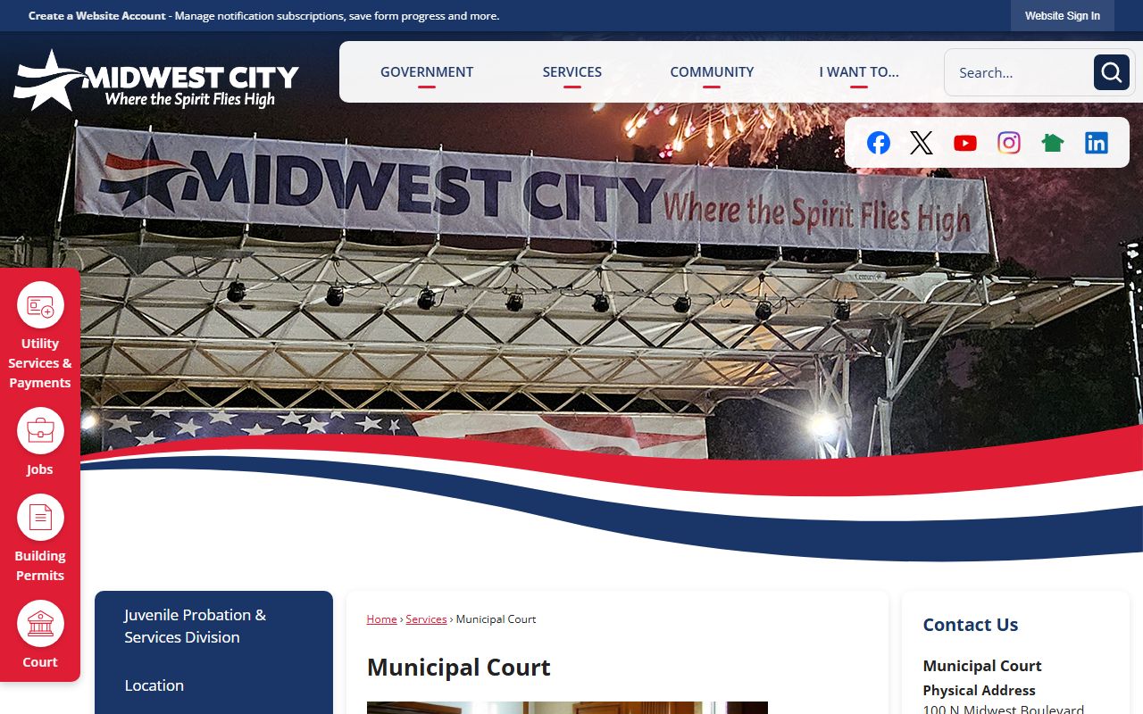 Midwest City Municipal Court page for criminal court records