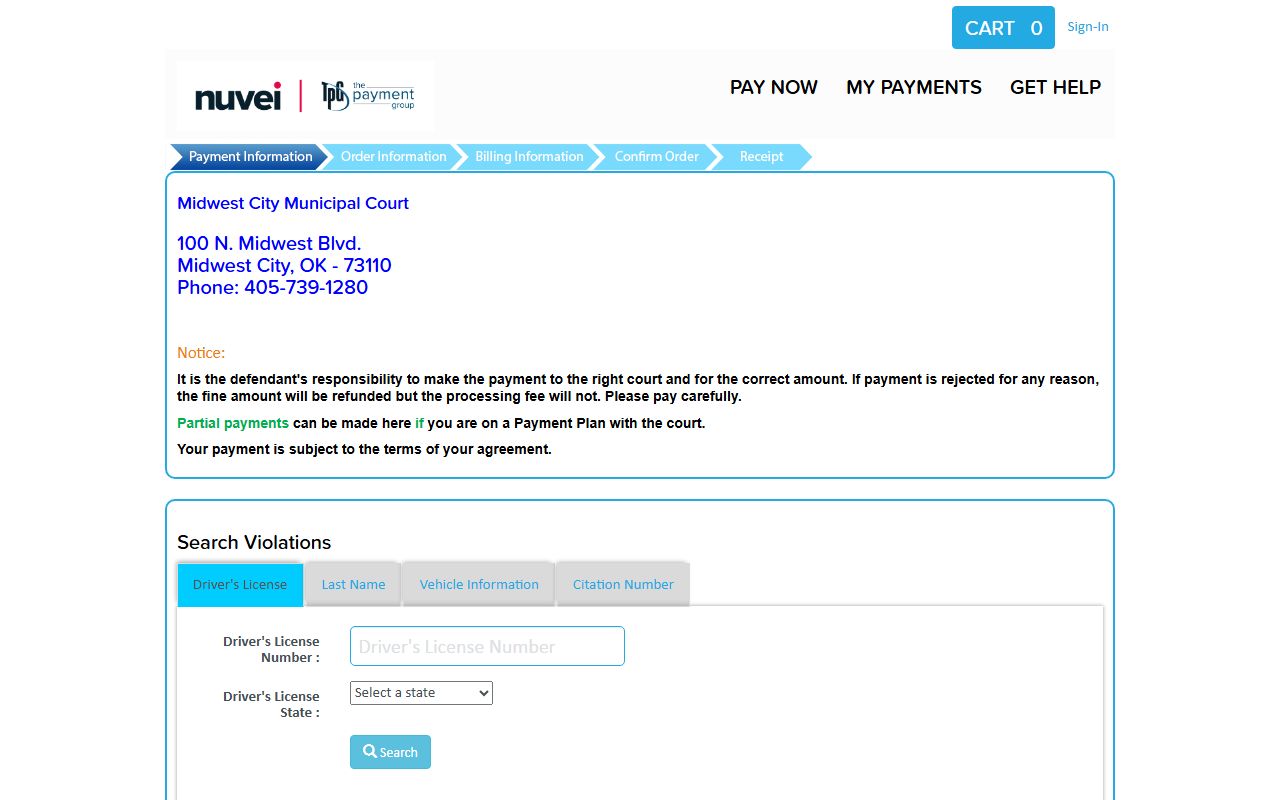 Midwest City criminal court records traffic payment portal