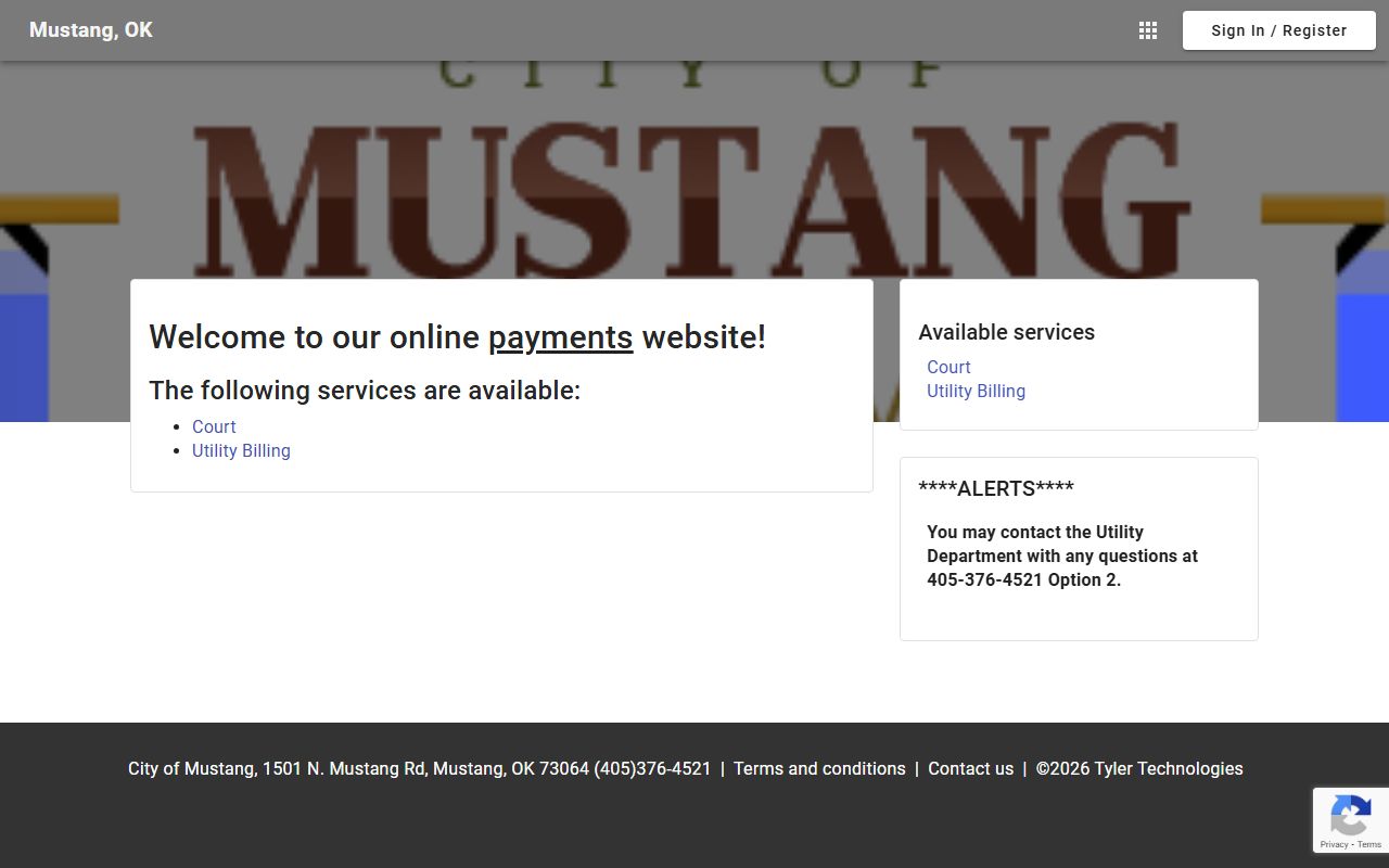 Mustang Municipal Court online services for criminal court records