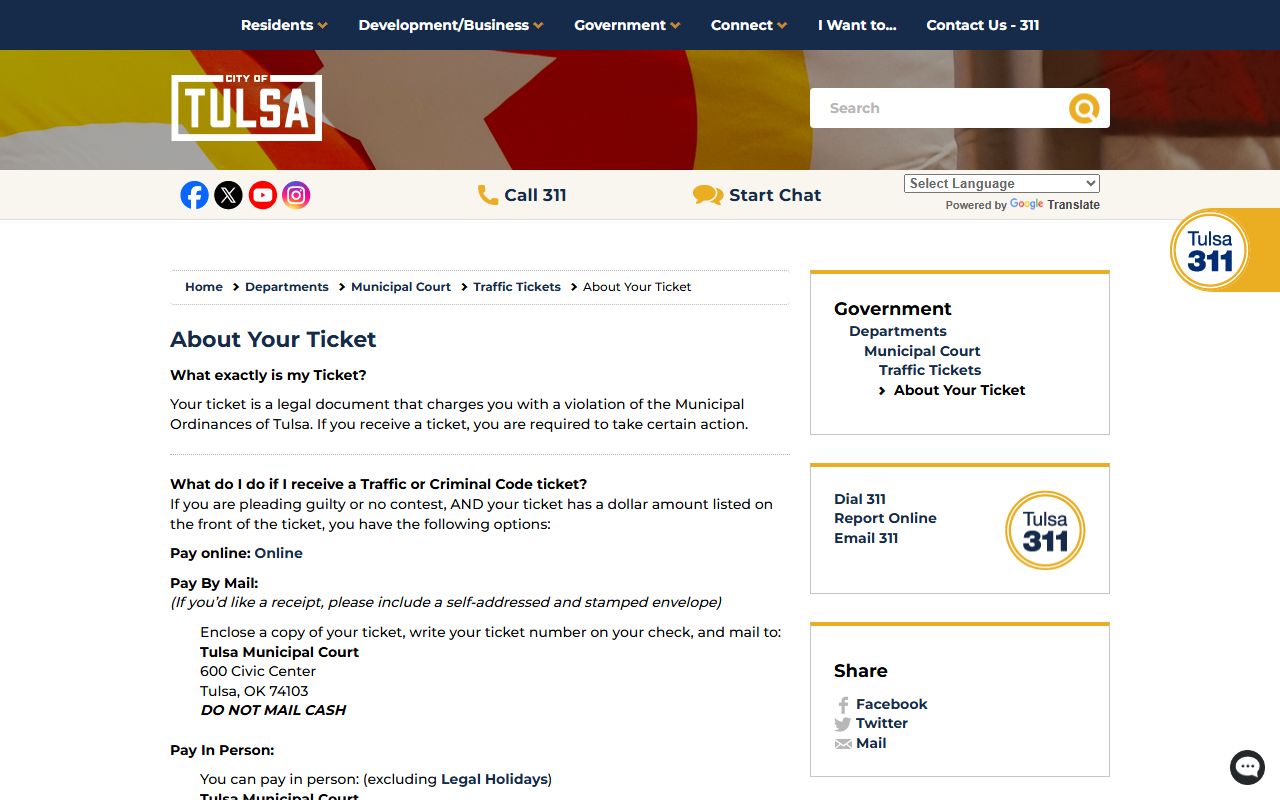 Tulsa criminal court records ticket information page