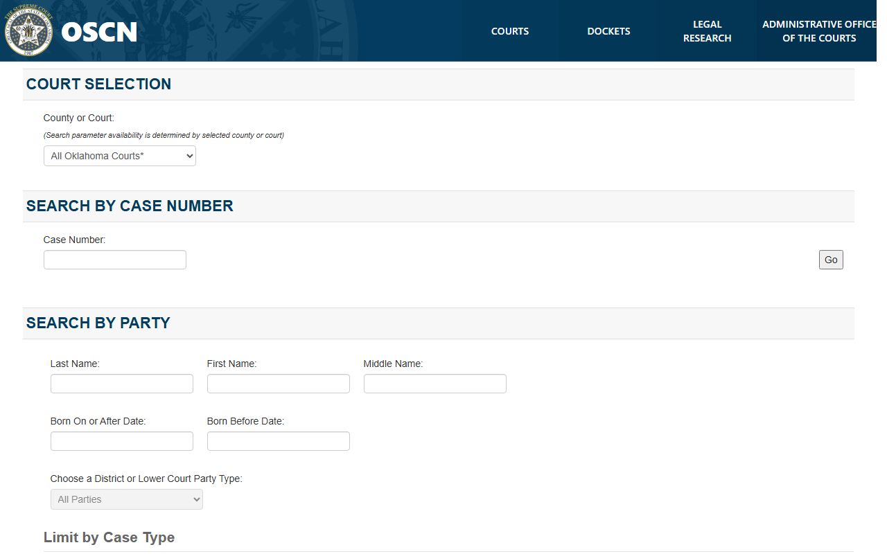 OSCN Blaine County criminal court records search