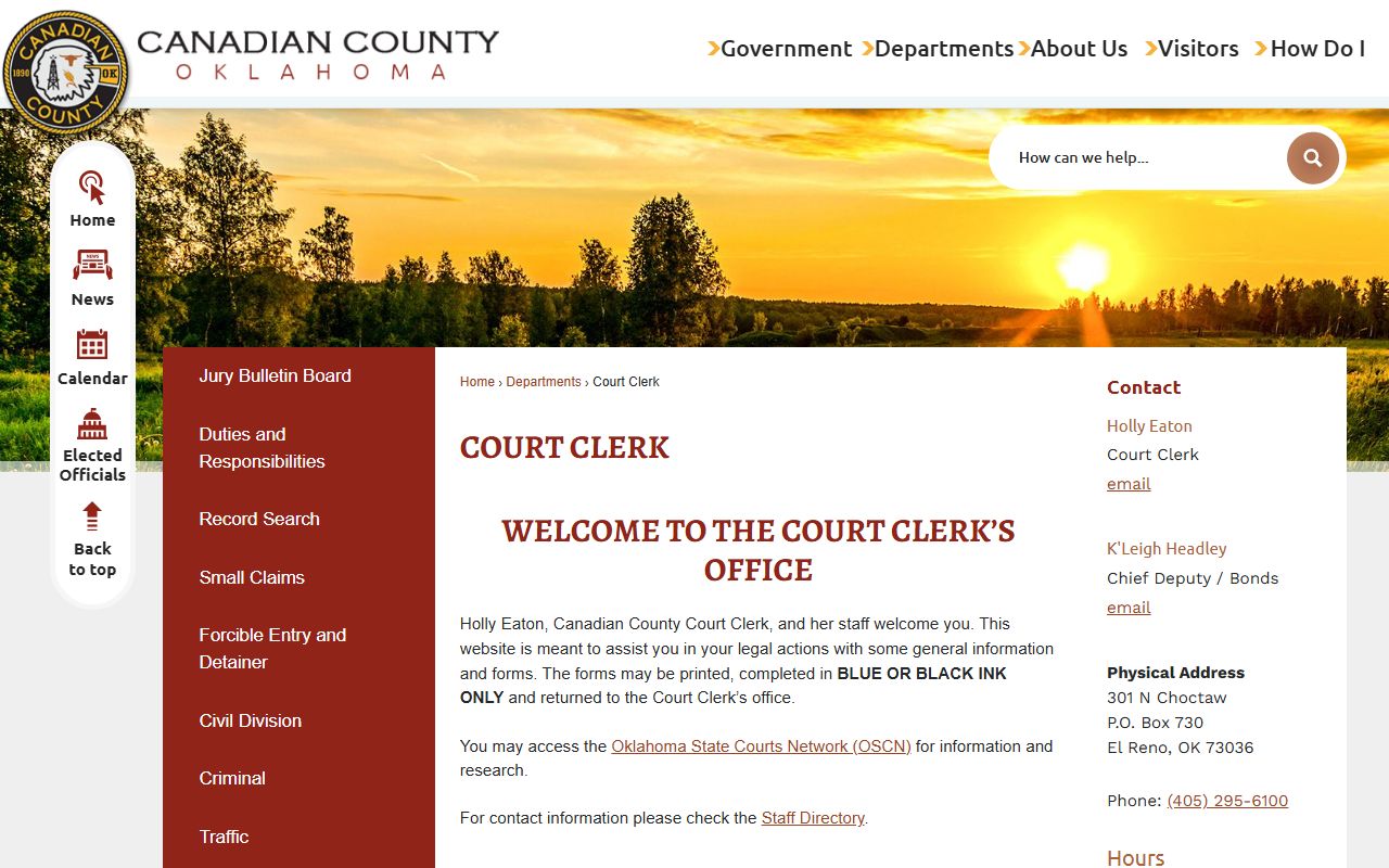 Canadian County Court Clerk criminal court records office