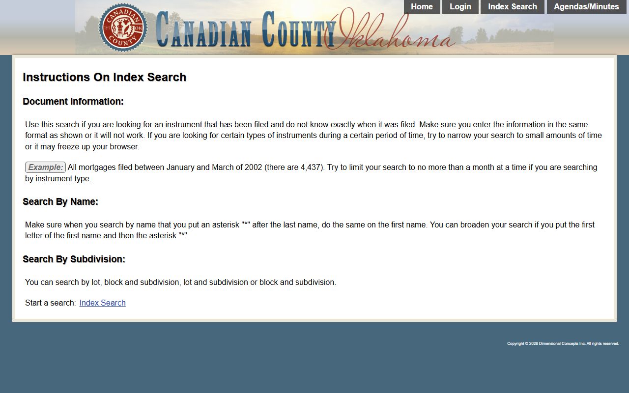 Canadian County land records search portal
