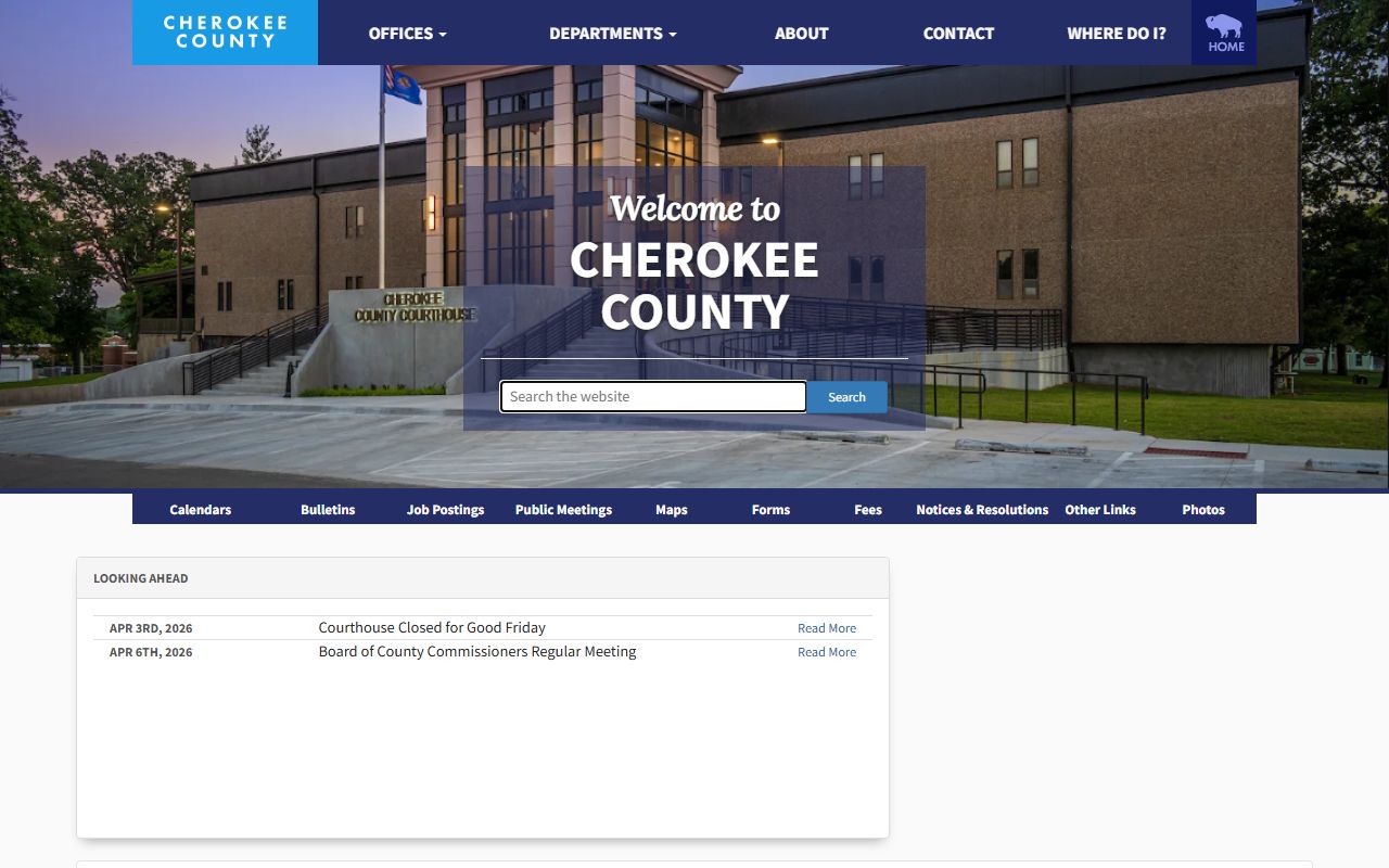 Cherokee County website with criminal court records information