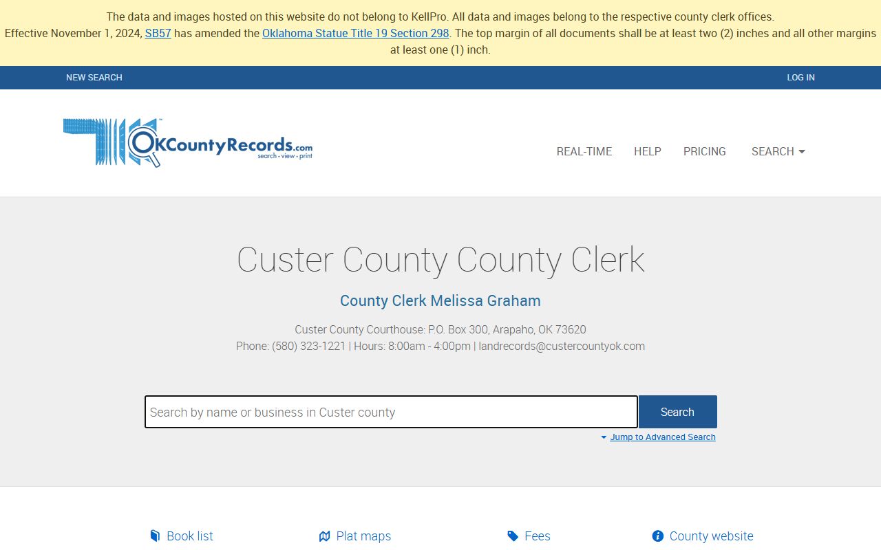 Custer County land records search for property and court records