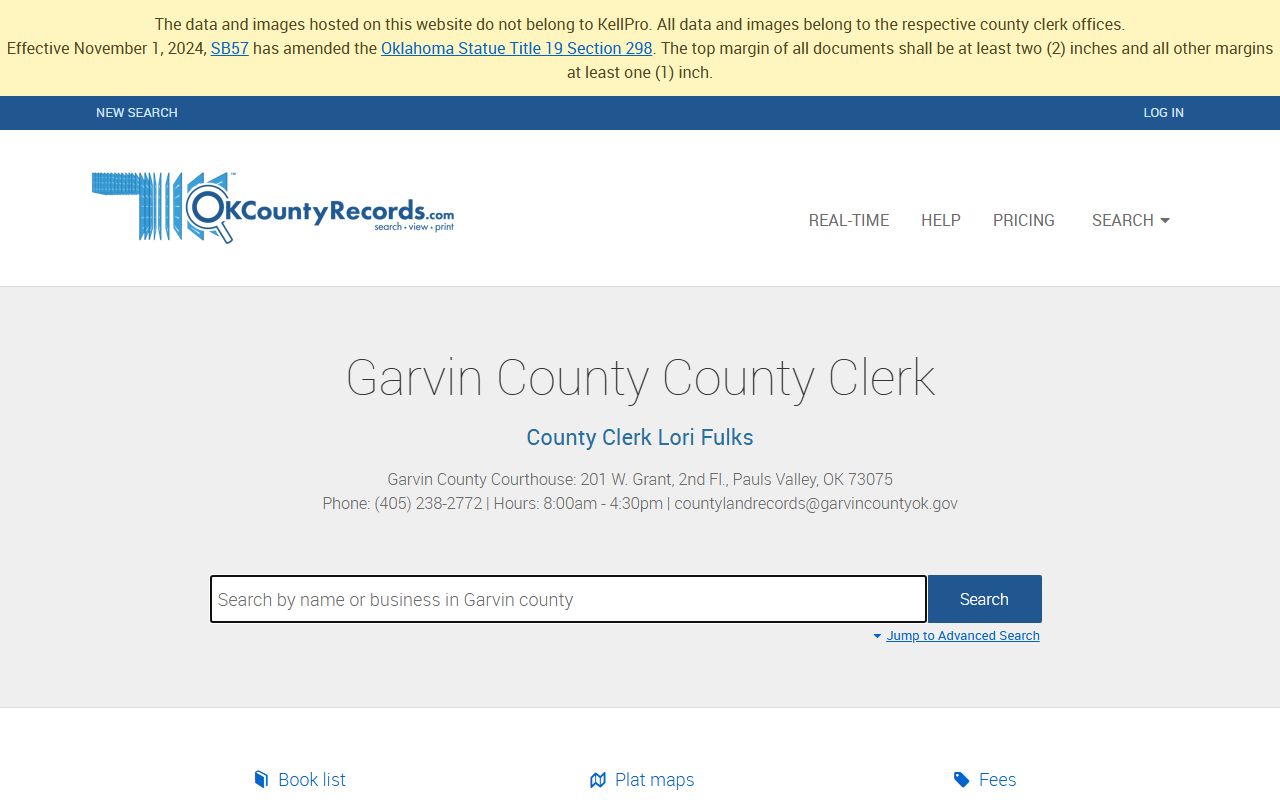 Garvin County land records search related to criminal court records