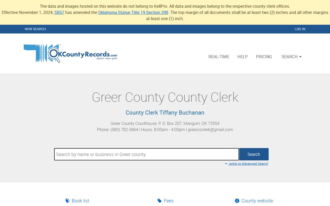 Greer County land records search for criminal court records research