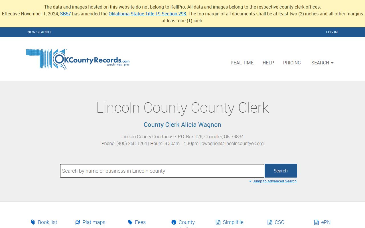 Lincoln County land records search portal