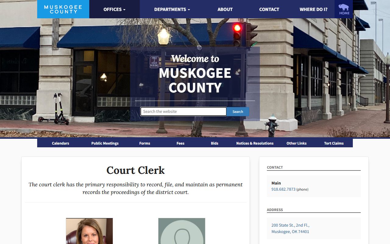 Muskogee County Court Clerk office for criminal court records