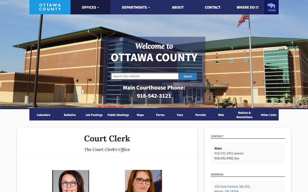 Ottawa County Court Clerk office information for criminal court records