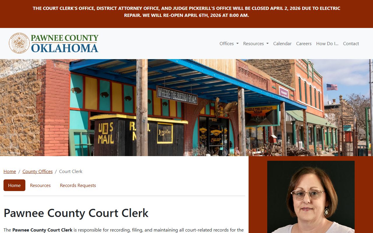 Pawnee County Court Clerk office information for criminal court records