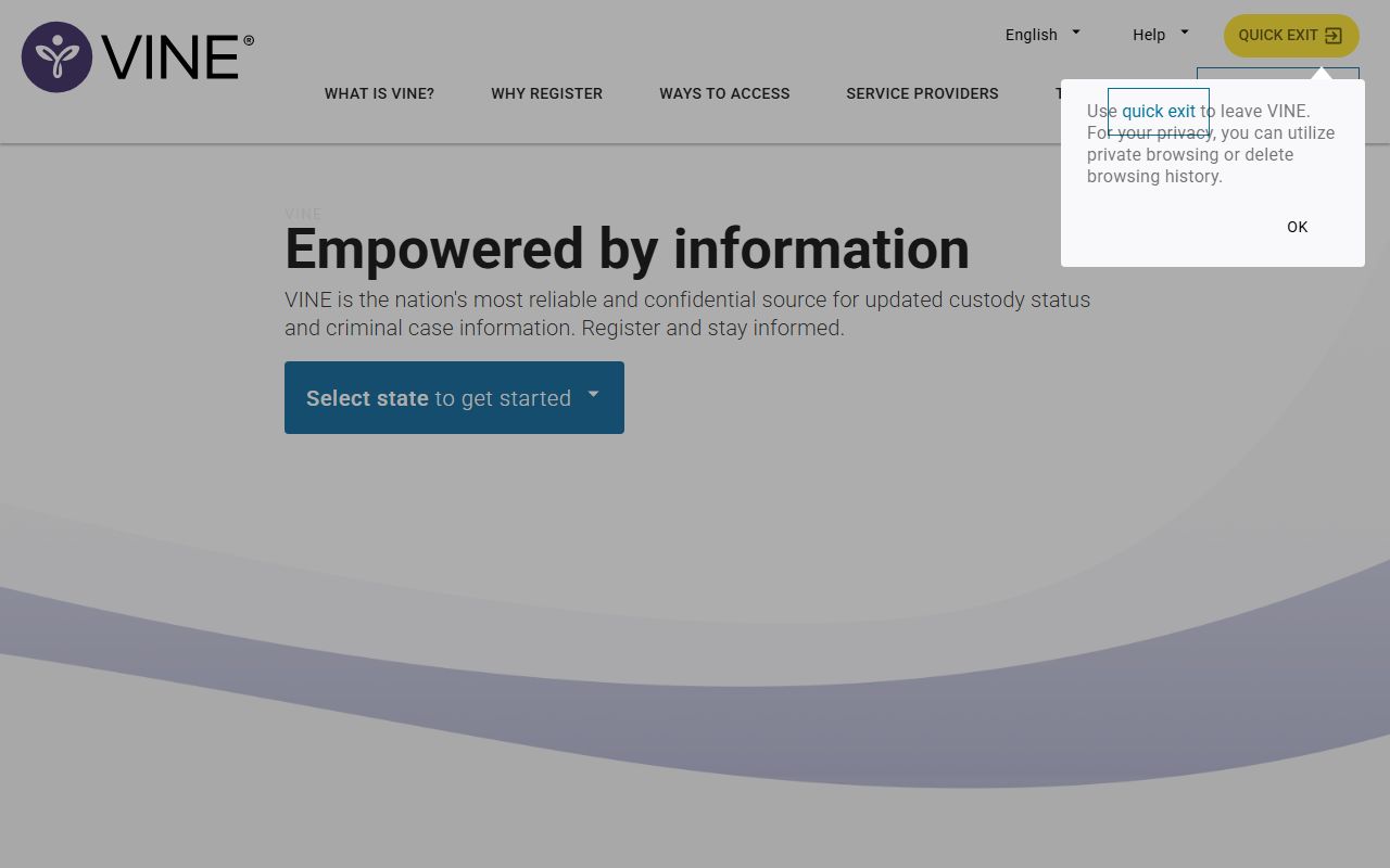 VINE victim notification system Oklahoma criminal court records